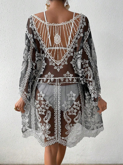 Lace Round Neck Cover-Up - aurelia-clothing-8955