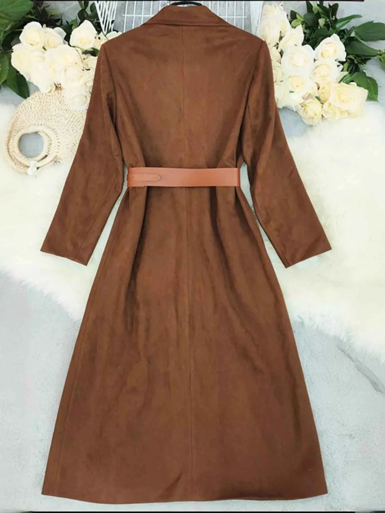 Lapel Collar Longline Outerwear-Free Shipping - aurelia-clothing-8955