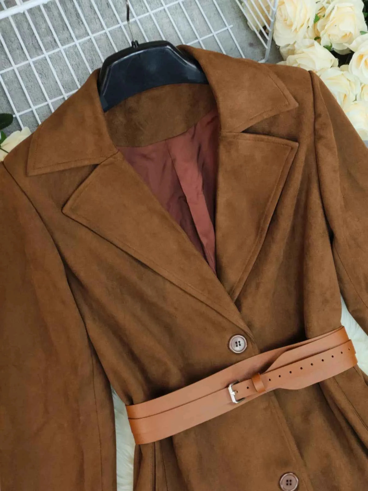 Lapel Collar Longline Outerwear-Free Shipping - aurelia-clothing-8955