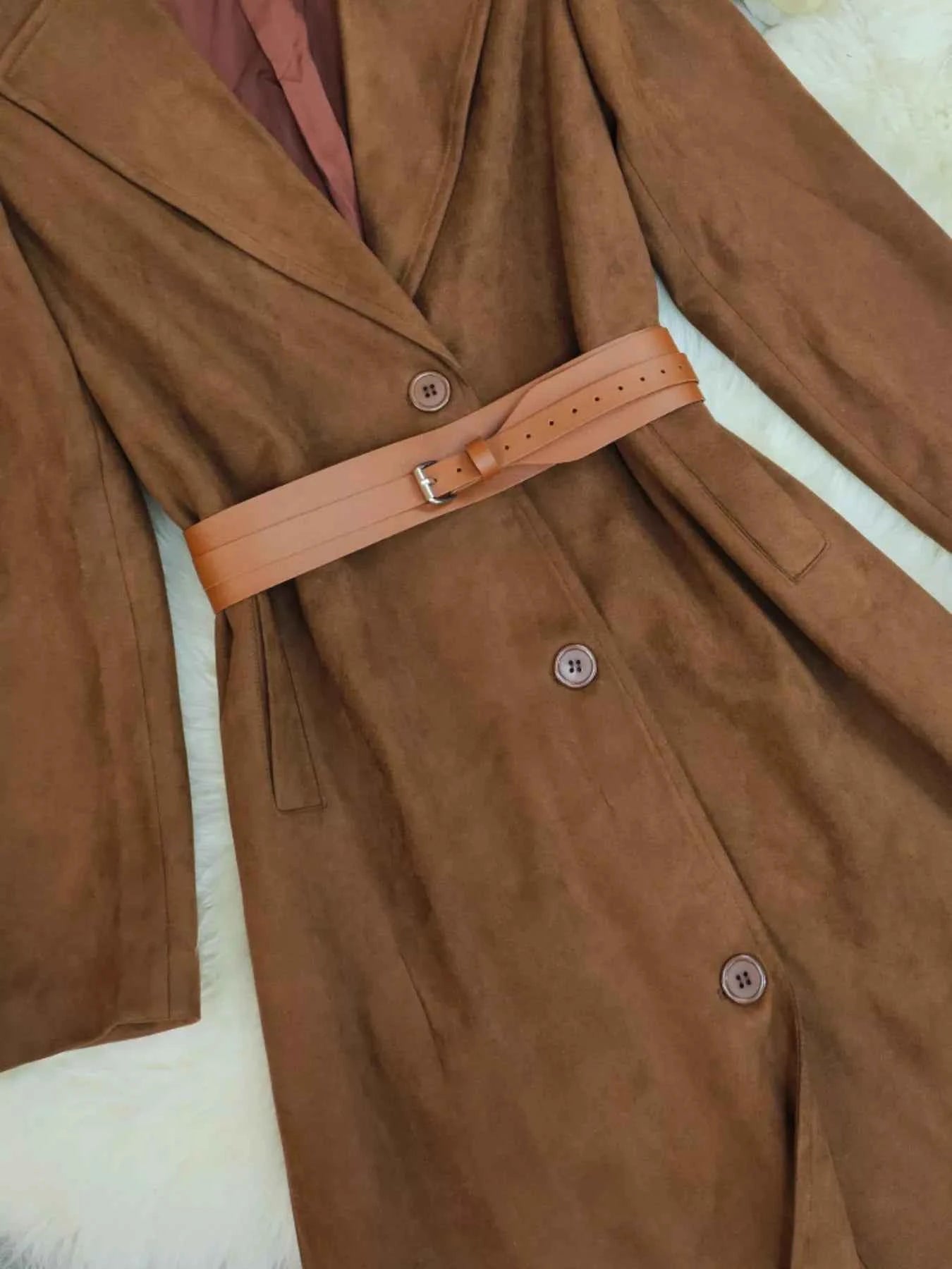 Lapel Collar Longline Outerwear-Free Shipping - aurelia-clothing-8955