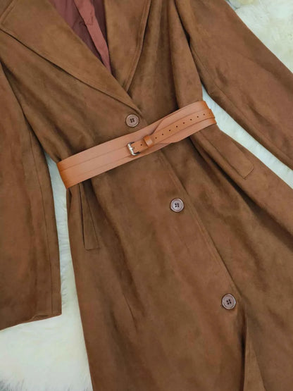 Lapel Collar Longline Outerwear-Free Shipping - aurelia-clothing-8955