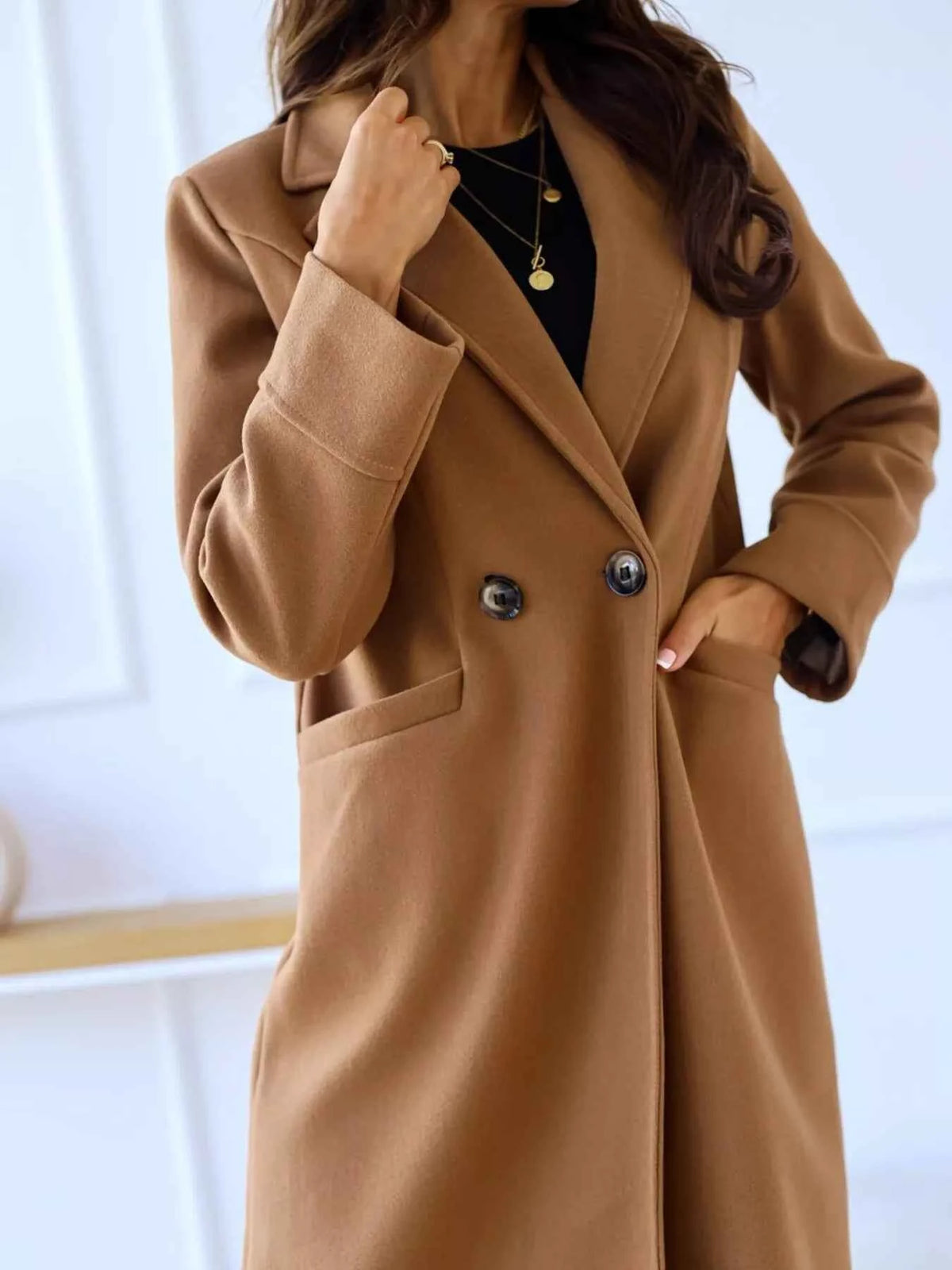 Lapel Collar Wool Blend Overcoat-Free Shipping - aurelia-clothing-8955