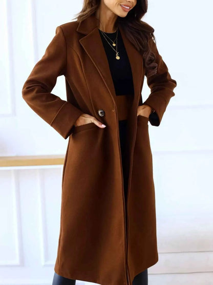 Lapel Collar Wool Blend Overcoat-Free Shipping - aurelia-clothing-8955