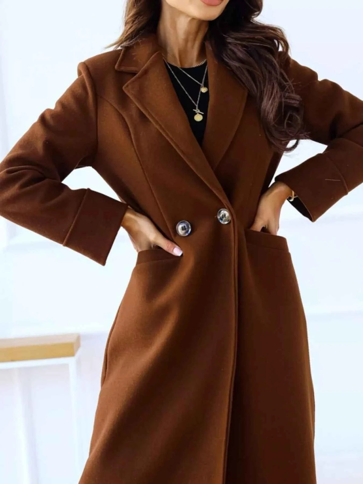 Lapel Collar Wool Blend Overcoat-Free Shipping - aurelia-clothing-8955