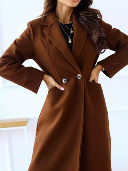 Lapel Collar Wool Blend Overcoat-Free Shipping - aurelia-clothing-8955