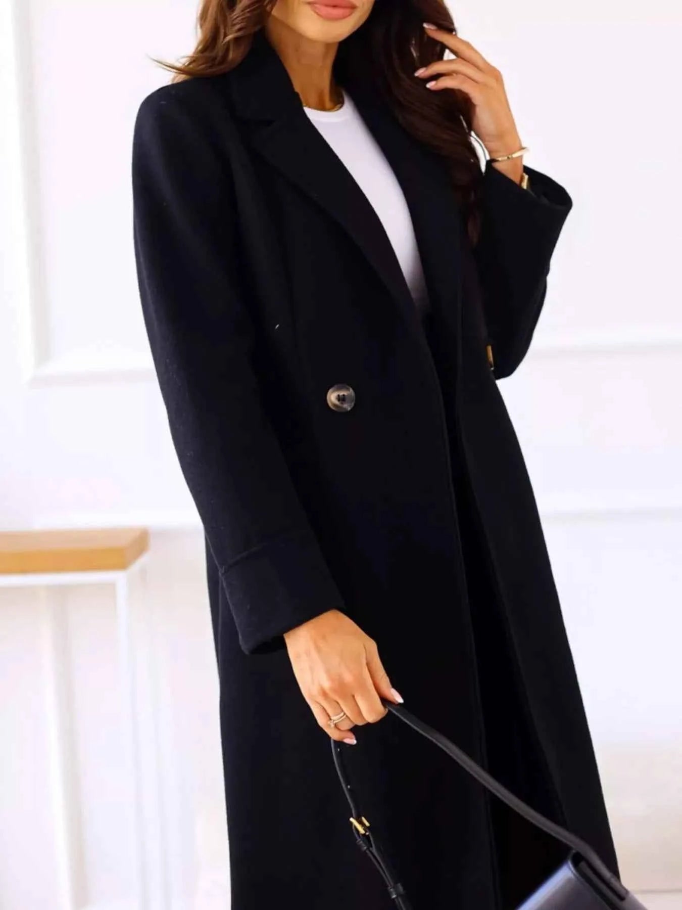 Lapel Collar Wool Blend Overcoat-Free Shipping - aurelia-clothing-8955