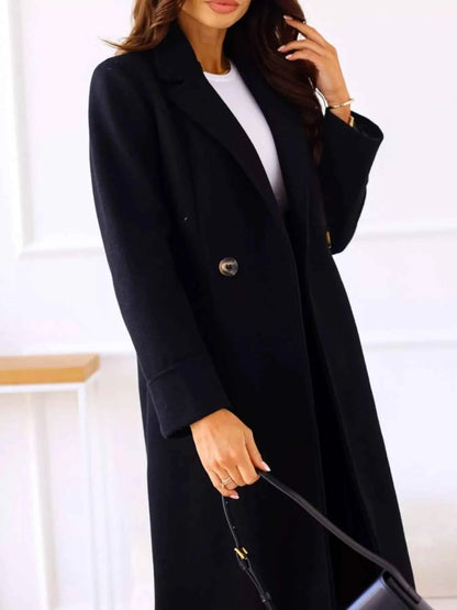 Lapel Collar Wool Blend Overcoat-Free Shipping - aurelia-clothing-8955