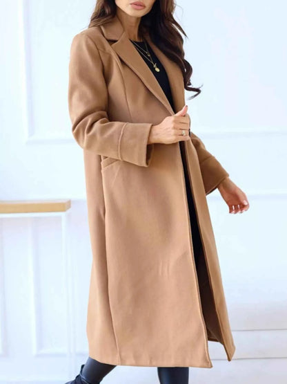 Lapel Collar Wool Blend Overcoat-Free Shipping - aurelia-clothing-8955