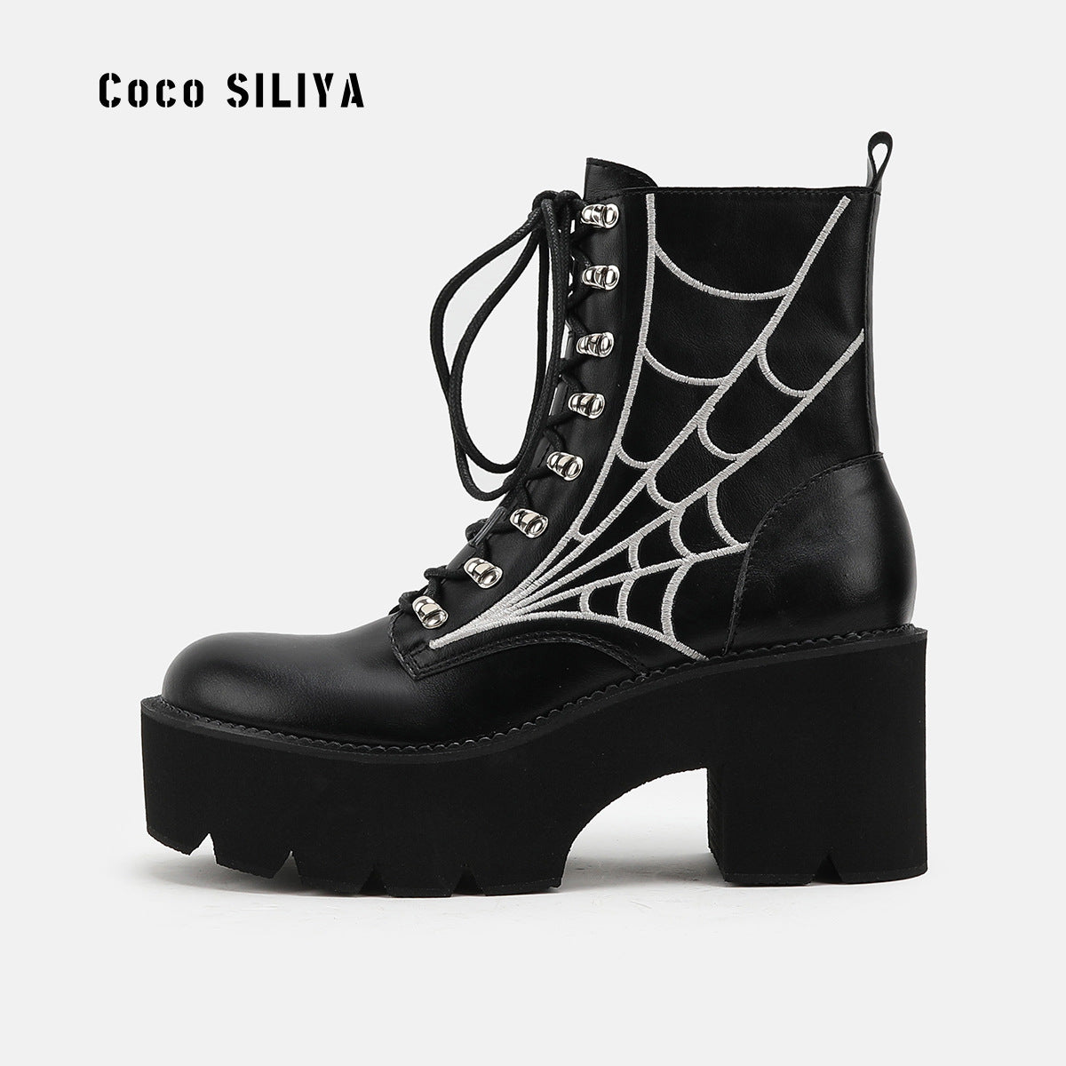 Large Womens Boots Chain New Thick Soled Platform Shoes Thick High Heel Short Boots - Free Shipping - aurelia-clothing-8955