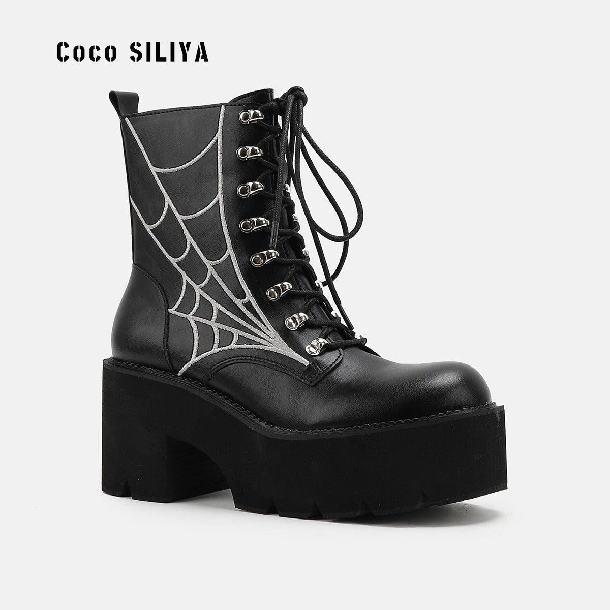 Large Womens Boots Chain New Thick Soled Platform Shoes Thick High Heel Short Boots - Free Shipping - aurelia-clothing-8955