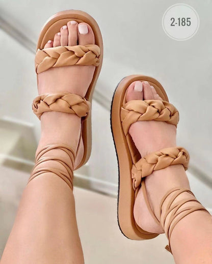 Large Womens Shoes New European and American Lace Knitted One Word Sandals for Women Size 43 - Free Shipping - aurelia-clothing-8955