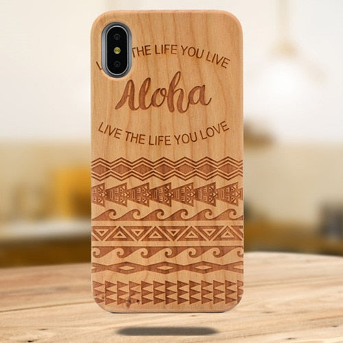 Laser Engraving Real Wood Cell Phone Case for iPhone XS MAX XR 7 8PLUS X Wooden Unique Shock Customized Bamboo Phone Cover Shell-Free Shipping - aurelia-clothing-8955
