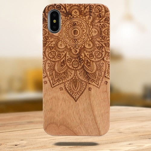 Laser Engraving Real Wood Cell Phone Case for iPhone XS MAX XR 7 8PLUS X Wooden Unique Shock Customized Bamboo Phone Cover Shell-Free Shipping - aurelia-clothing-8955