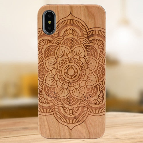 Laser Engraving Real Wood Cell Phone Case for iPhone XS MAX XR 7 8PLUS X Wooden Unique Shock Customized Bamboo Phone Cover Shell-Free Shipping - aurelia-clothing-8955