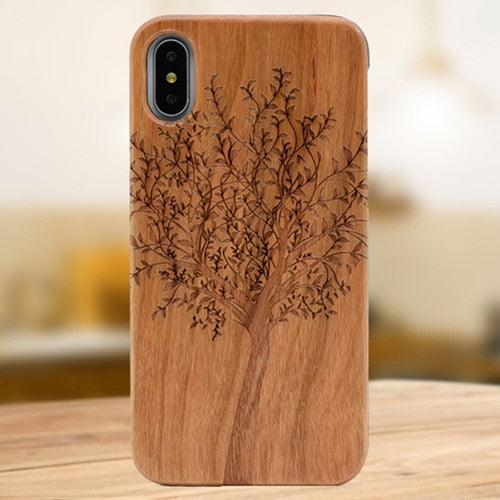 Laser Engraving Real Wood Cell Phone Case for iPhone XS MAX XR 7 8PLUS X Wooden Unique Shock Customized Bamboo Phone Cover Shell-Free Shipping - aurelia-clothing-8955