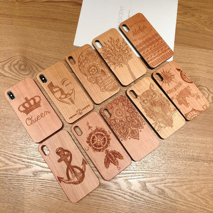 Laser Engraving Real Wood Cell Phone Case for iPhone XS MAX XR 7 8PLUS X Wooden Unique Shock Customized Bamboo Phone Cover Shell-Free Shipping - aurelia-clothing-8955
