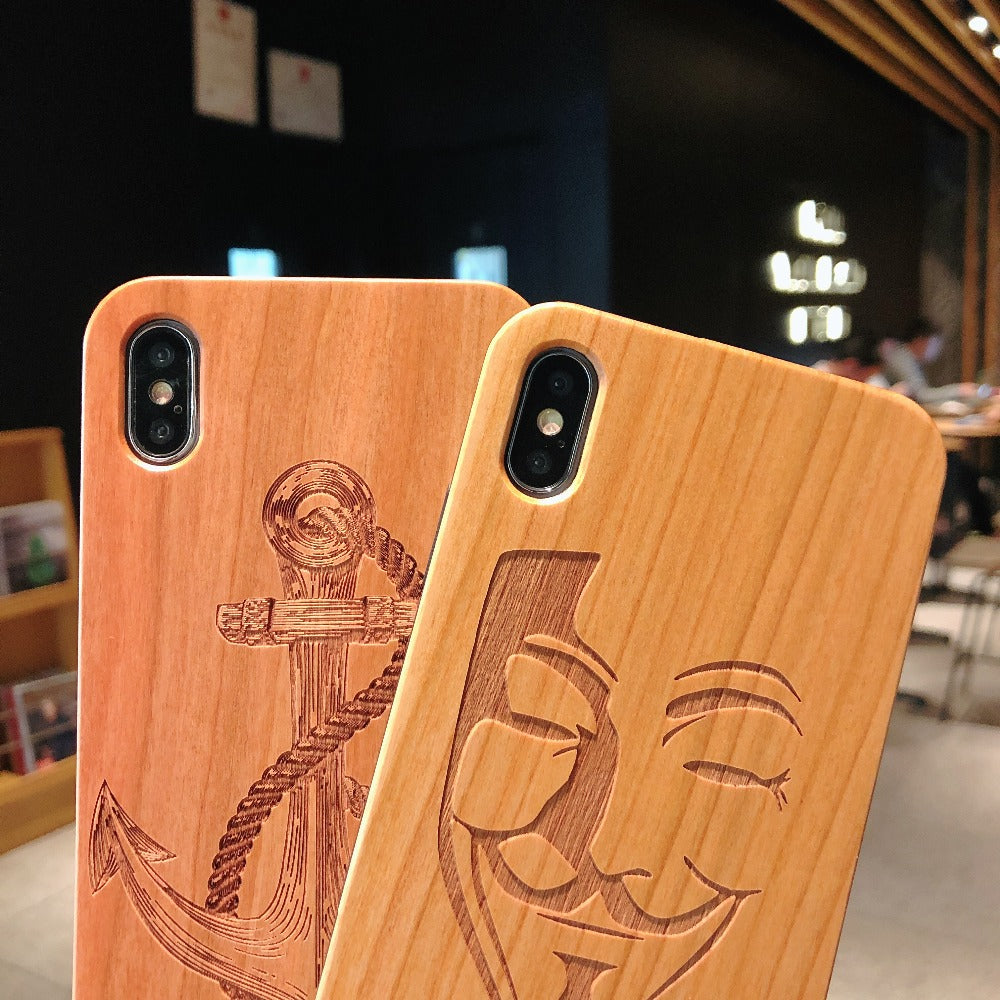 Laser Engraving Real Wood Cell Phone Case for iPhone XS MAX XR 7 8PLUS X Wooden Unique Shock Customized Bamboo Phone Cover Shell-Free Shipping - aurelia-clothing-8955