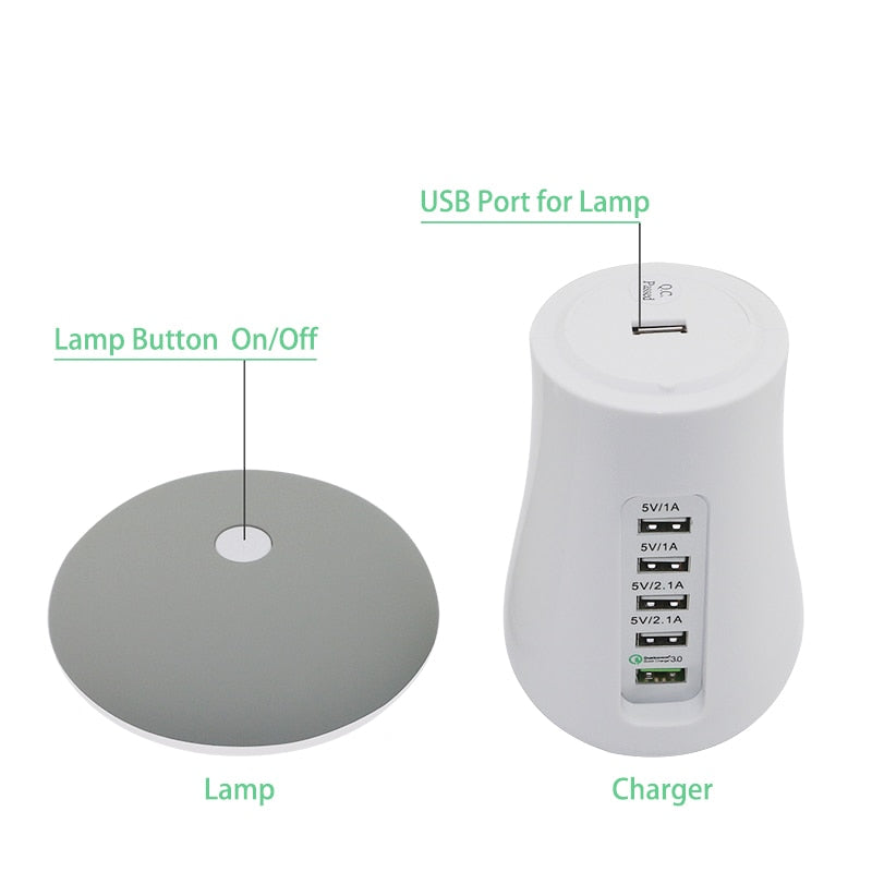Leebote Multiple USB Phone Charger Mushroom Night Lamp Charging Station Dock QC 3.0 Quick Charger for Mobile Phone and Tablet - Fee Shipping - aurelia-clothing-8955