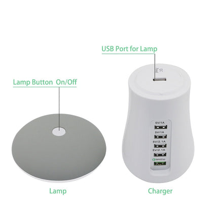 Leebote Multiple USB Phone Charger Mushroom Night Lamp Charging Station Dock QC 3.0 Quick Charger for Mobile Phone and Tablet - Fee Shipping - aurelia-clothing-8955