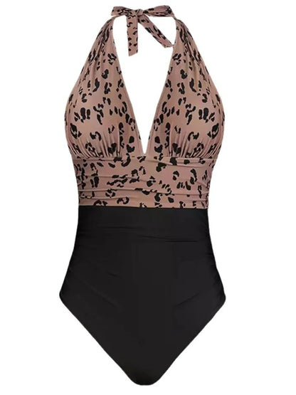 Leopard Halter Neck One-Piece - Free Shipping - aurelia-clothing-8955