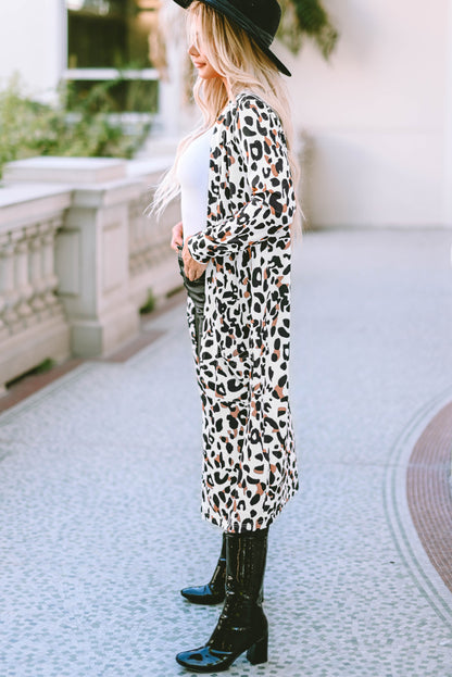 Leopard Open Front Long Sleeve Cover Up - Free Shipping - aurelia-clothing-8955