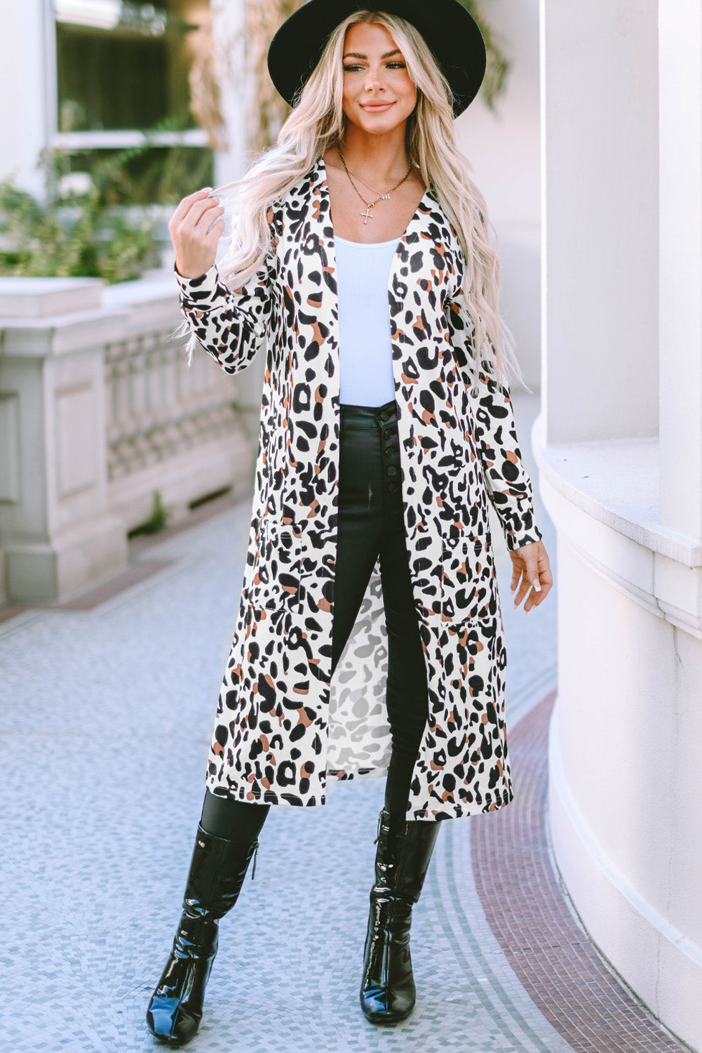 Leopard Open Front Long Sleeve Cover Up - Free Shipping - aurelia-clothing-8955