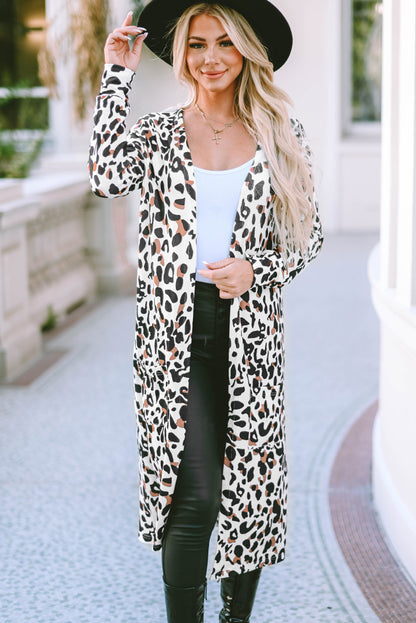 Leopard Open Front Long Sleeve Cover Up - Free Shipping - aurelia-clothing-8955