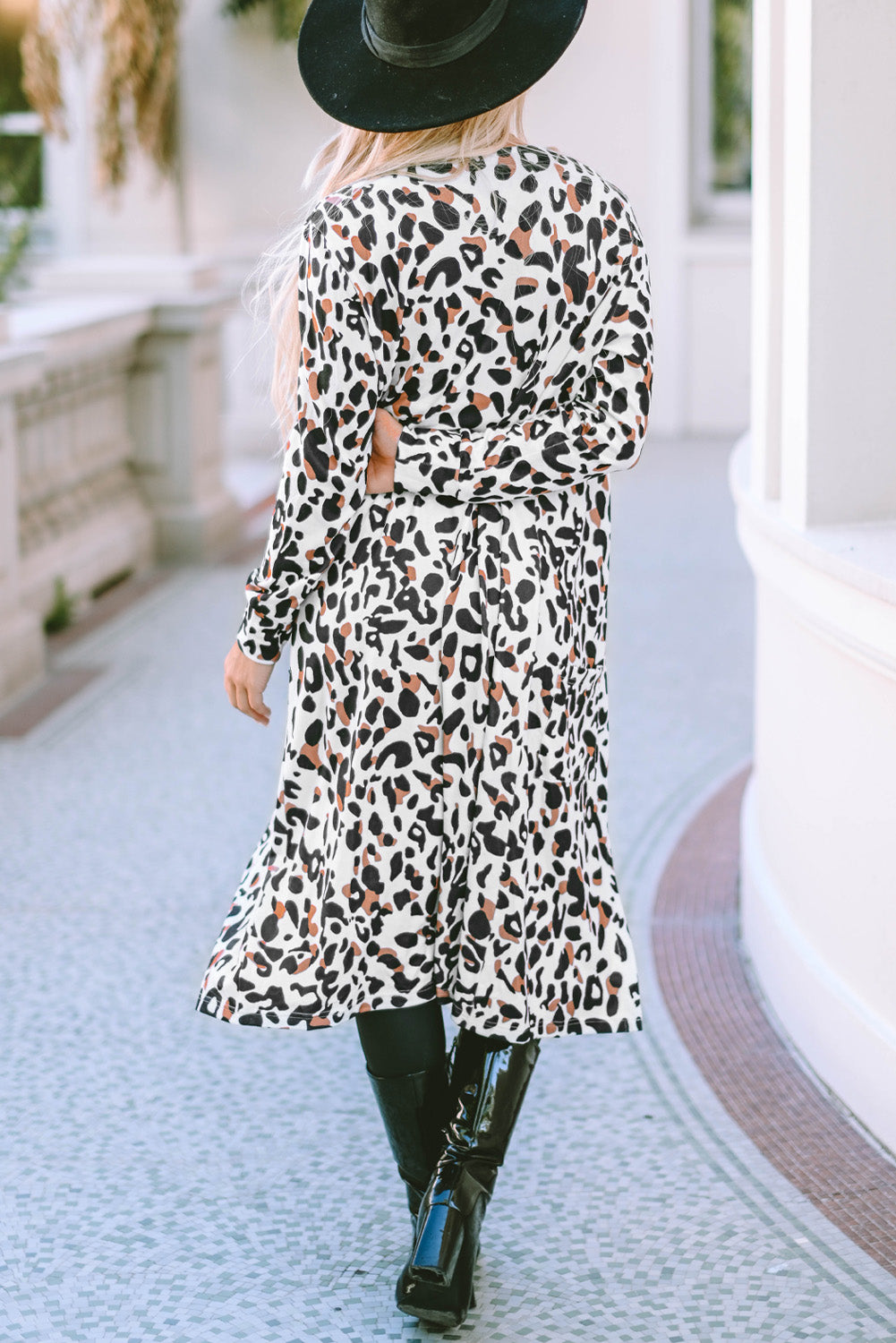 Leopard Open Front Long Sleeve Cover Up - Free Shipping - aurelia-clothing-8955