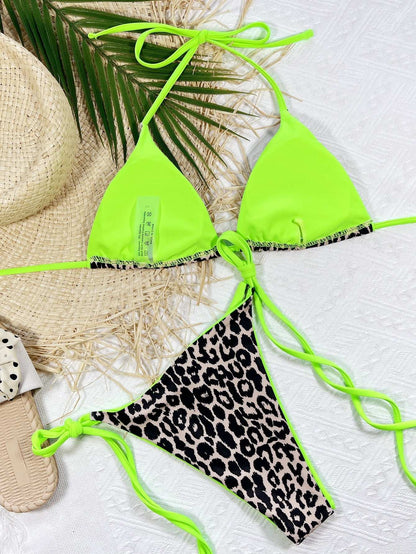 Leopard Print Halter Neck Tie - Free Shipping - aurelia-clothing-8955