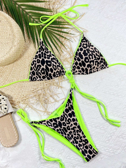 Leopard Print Halter Neck Tie - Free Shipping - aurelia-clothing-8955