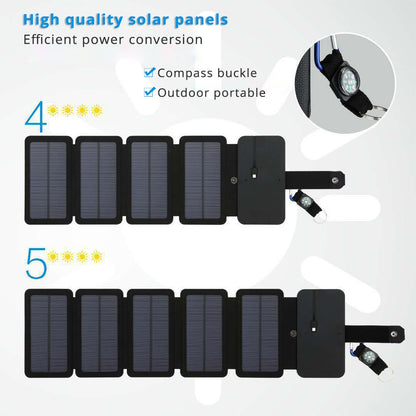 Lerranc Portable Folding 10W Solar Panels Charger 5V 2.1A USB Output Solar Cells for Cellphones Outdoors - Free Shipping - aurelia-clothing-8955