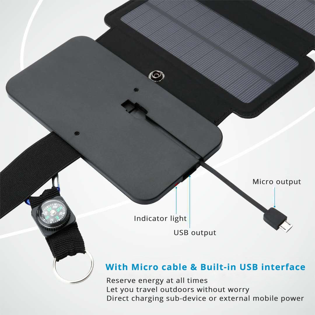 Lerranc Portable Folding 10W Solar Panels Charger 5V 2.1A USB Output Solar Cells for Cellphones Outdoors - Free Shipping - aurelia-clothing-8955