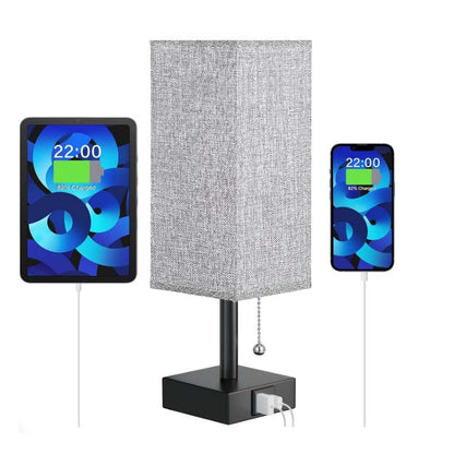 Linen 90 square desk lamp zipper switch three color temperature variable light AC USB charging - Free Shipping - aurelia-clothing-8955