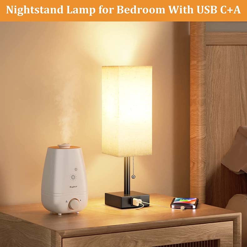 Linen 90 square desk lamp zipper switch three color temperature variable light AC USB charging - Free Shipping - aurelia-clothing-8955