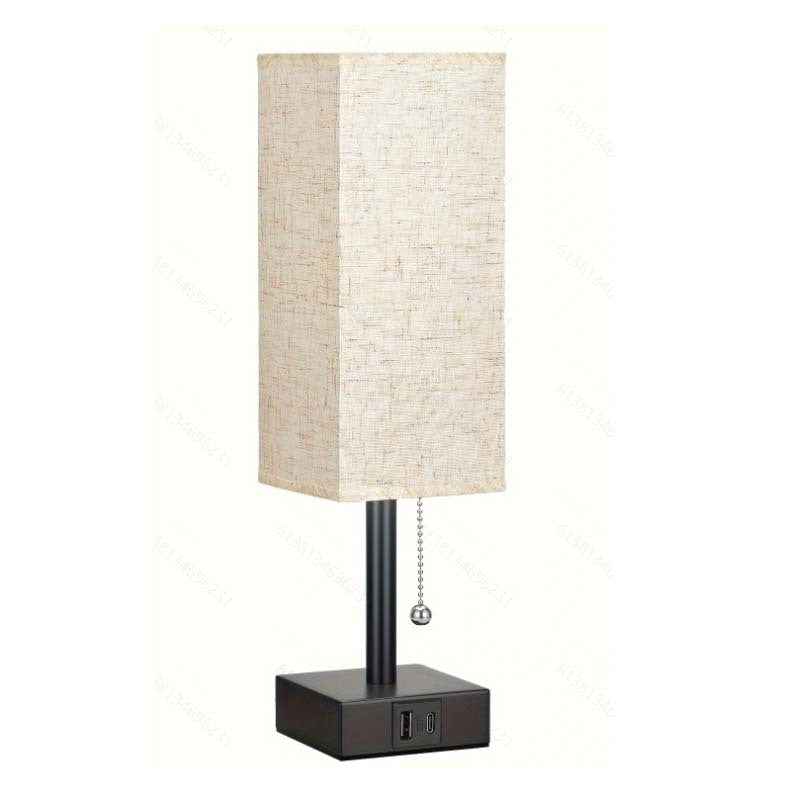 Linen 90 square desk lamp zipper switch three color temperature variable light AC USB charging - Free Shipping - aurelia-clothing-8955