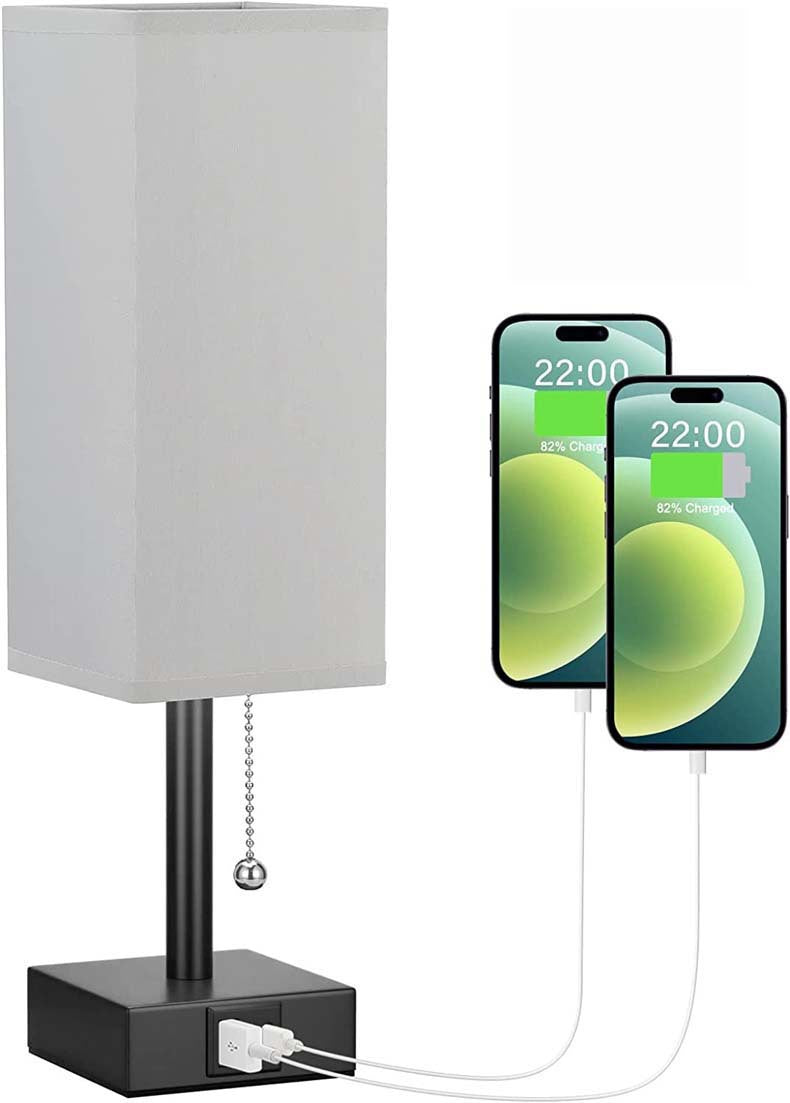 Linen 90 square desk lamp zipper switch three color temperature variable light AC USB charging - Free Shipping - aurelia-clothing-8955
