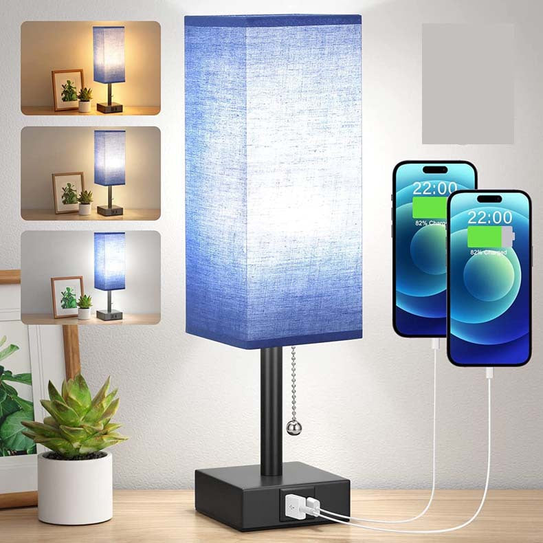 Linen 90 square desk lamp zipper switch three color temperature variable light AC USB charging - Free Shipping - aurelia-clothing-8955