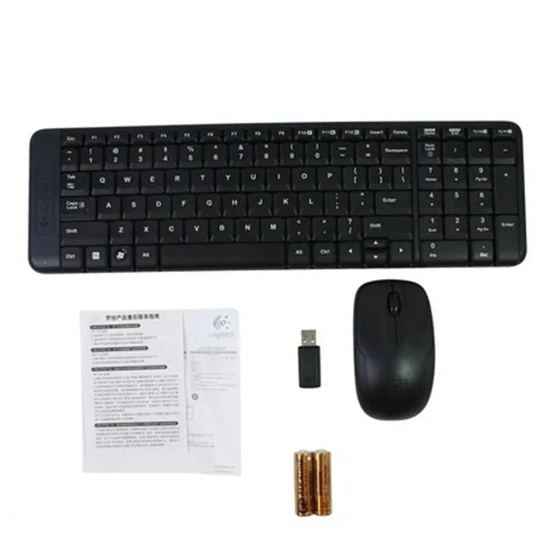 Logitech MK220 Wireless Keyboard and Mouse Combo Set Gaming Lap Top Gamer Original Optical Waterproof Ergonomics Keyboard Mouse - Free Shipping - aurelia-clothing-8955