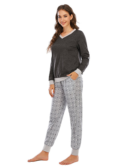 Long Sleeve Top and Polka Dot Pants Set - aurelia-clothing-8955