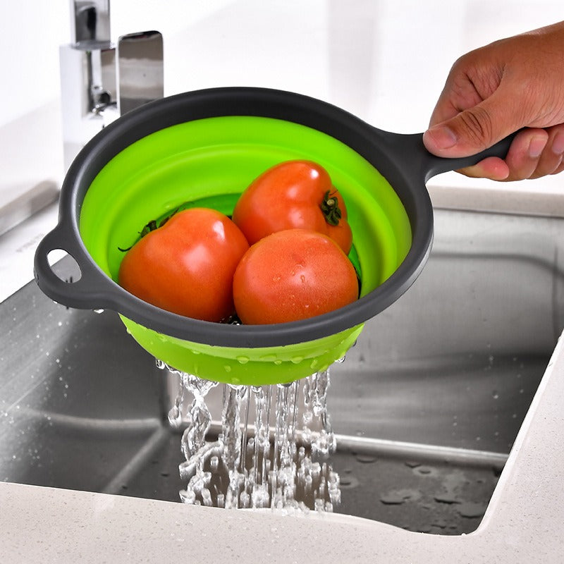 Long handle PPTPR folding drainage basket retractable water filter basket fruit and vegetable water filter tray - Free Shipping - aurelia-clothing-8955