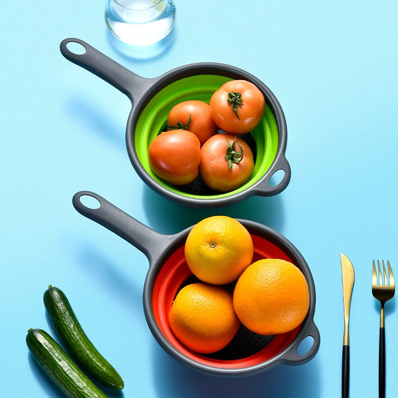 Long handle PPTPR folding drainage basket retractable water filter basket fruit and vegetable water filter tray - Free Shipping - aurelia-clothing-8955