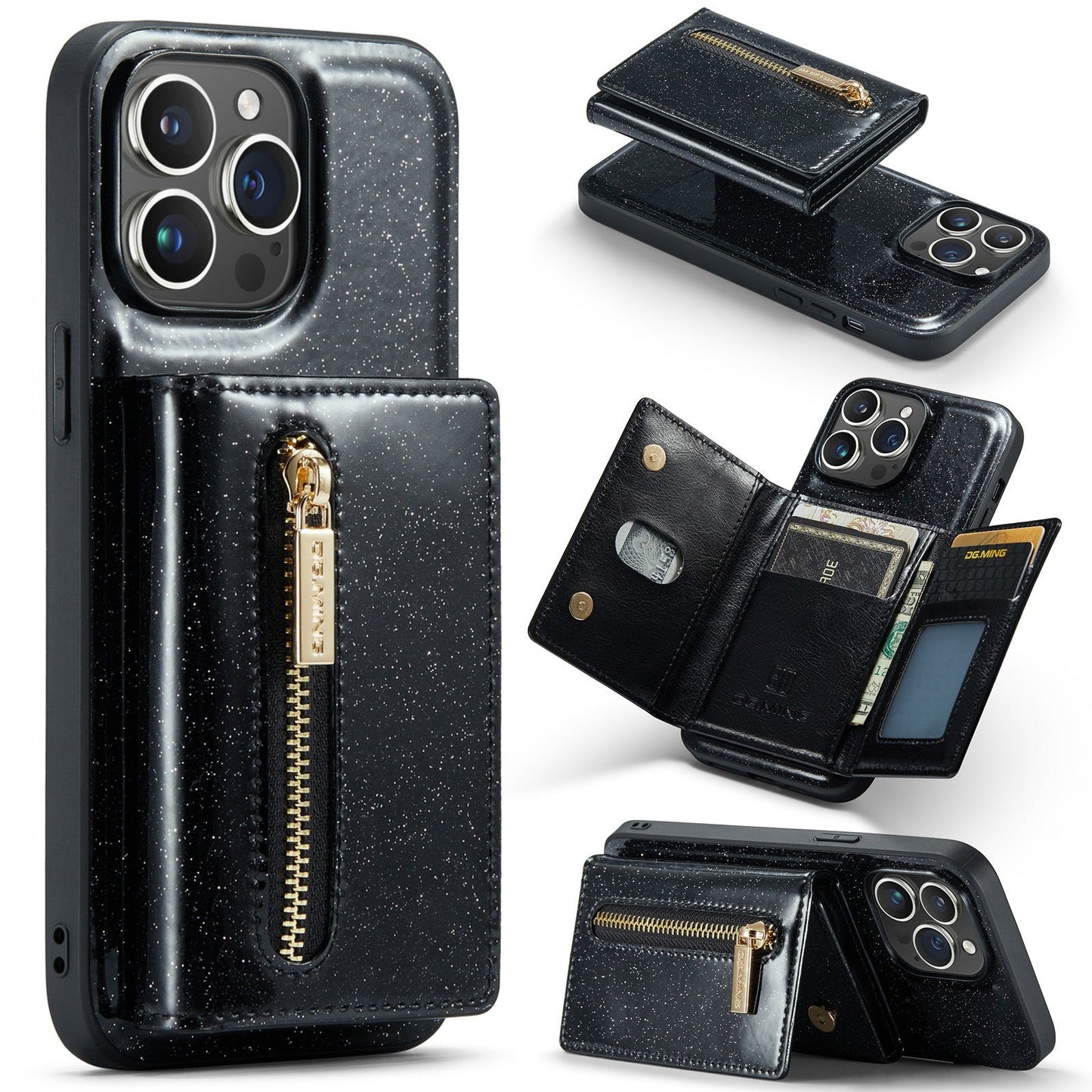 M3 For iPhone 14 Pro Max Glitter Wallet Protective Case iPhone 14 Pro Two In One Magnetic Phone Case - Free Shipping - aurelia-clothing-8955