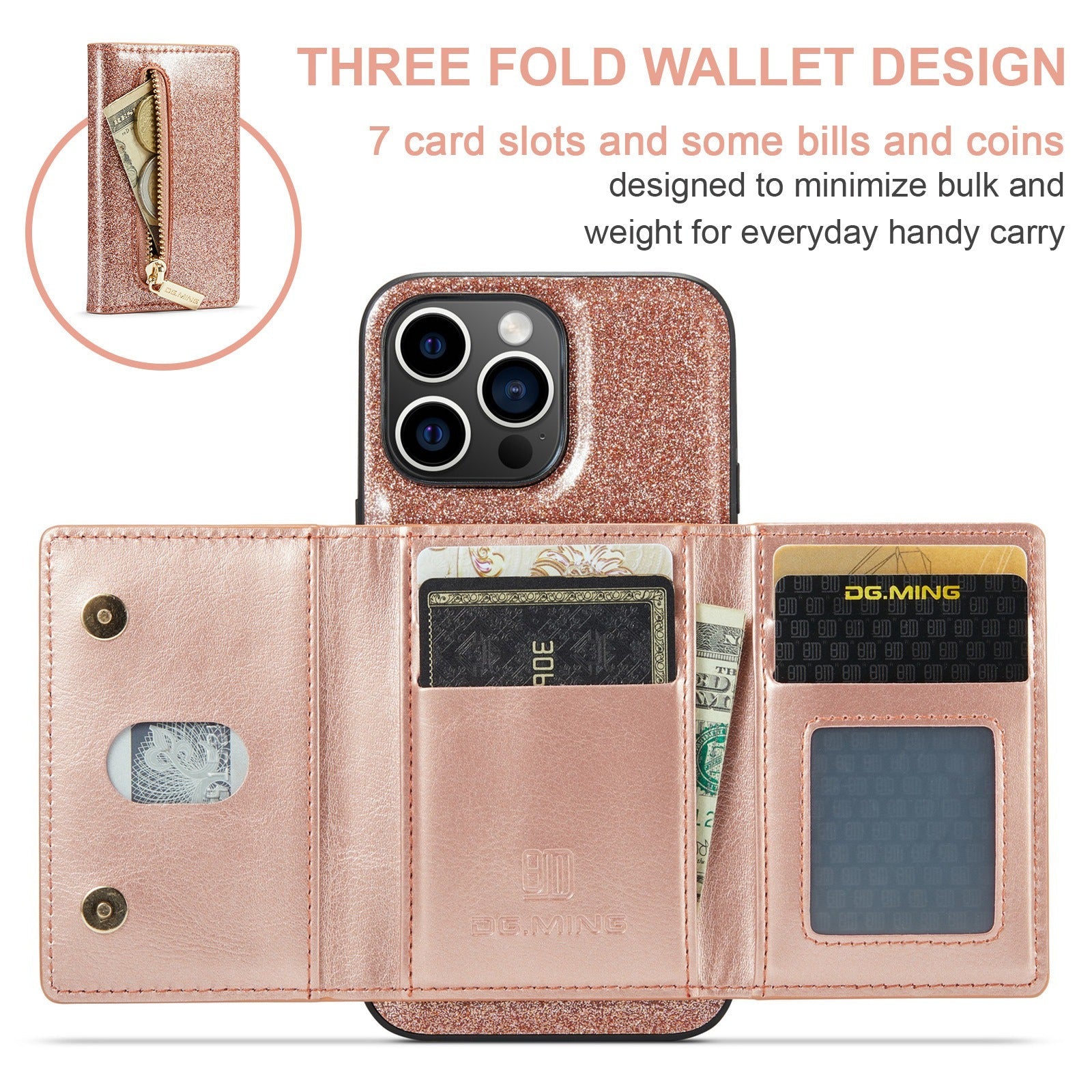 M3 For iPhone 14 Pro Max Glitter Wallet Protective Case iPhone 14 Pro Two In One Magnetic Phone Case - Free Shipping - aurelia-clothing-8955