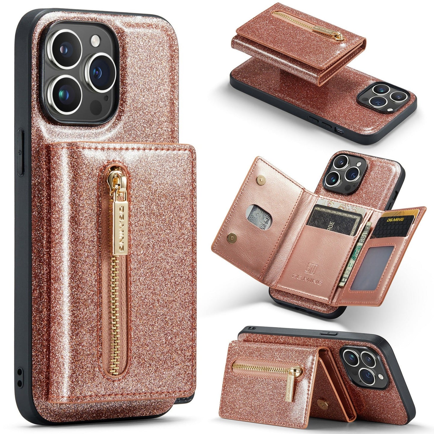 M3 For iPhone 14 Pro Max Glitter Wallet Protective Case iPhone 14 Pro Two In One Magnetic Phone Case - Free Shipping - aurelia-clothing-8955