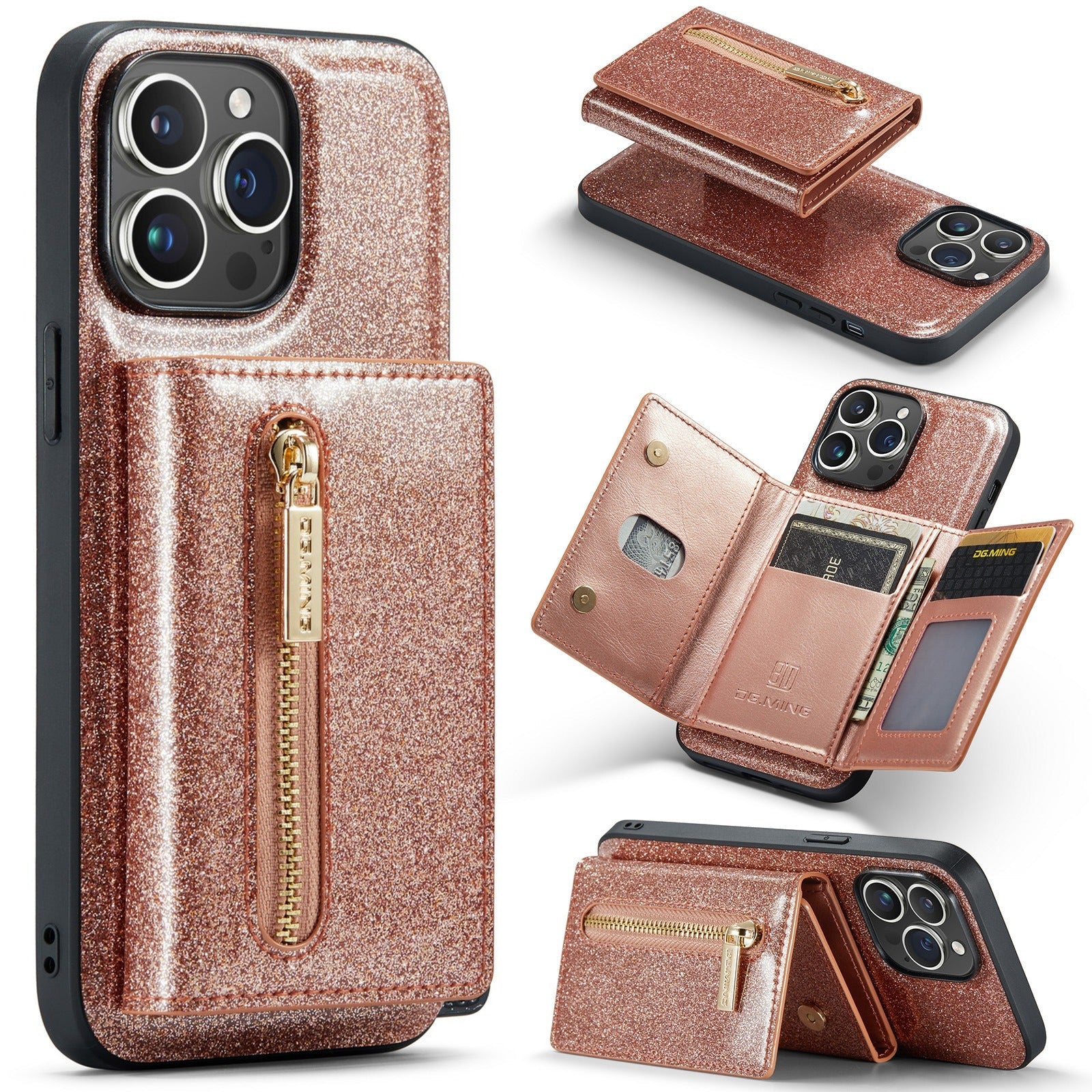 M3 For iPhone 14 Pro Max Glitter Wallet Protective Case iPhone 14 Pro Two In One Magnetic Phone Case - Free Shipping - aurelia-clothing-8955