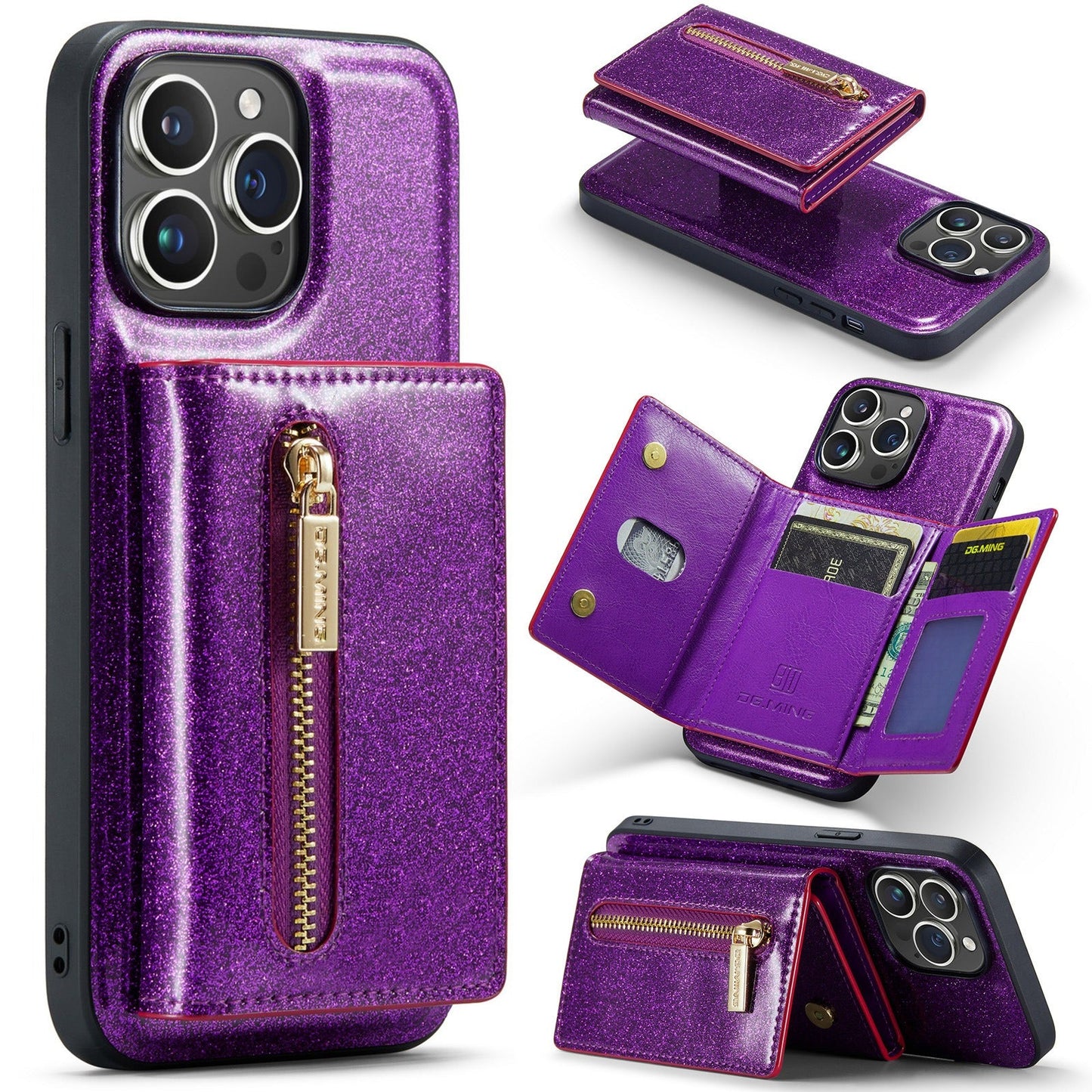 M3 For iPhone 14 Pro Max Glitter Wallet Protective Case iPhone 14 Pro Two In One Magnetic Phone Case - Free Shipping - aurelia-clothing-8955