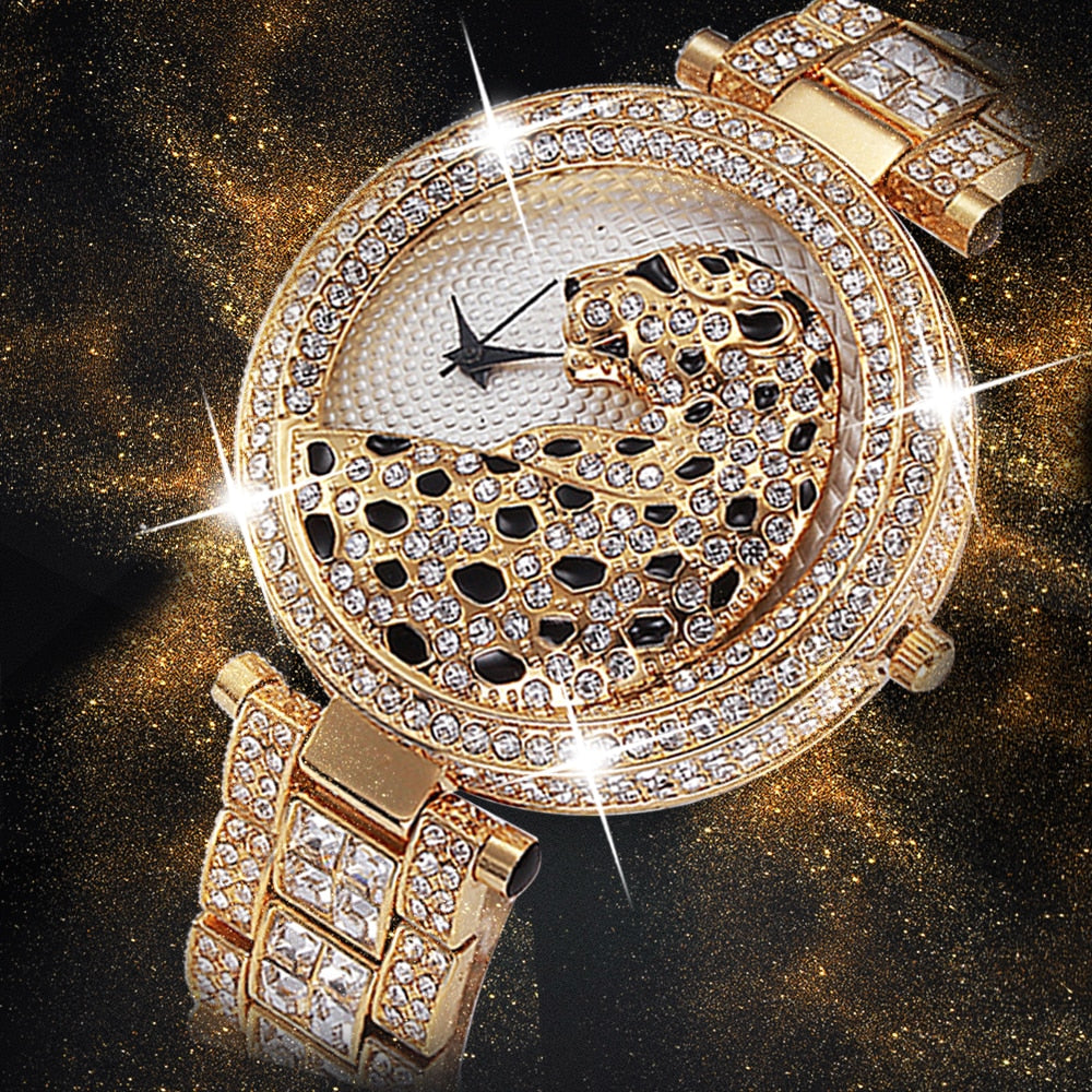 MISSFOX V227  Women Quartz Watch Fashion Bling Casual Ladies Watch Female Quartz Gold Watch Crystal Diamond Leopard For Women Clock - Free Shipping - aurelia-clothing-8955