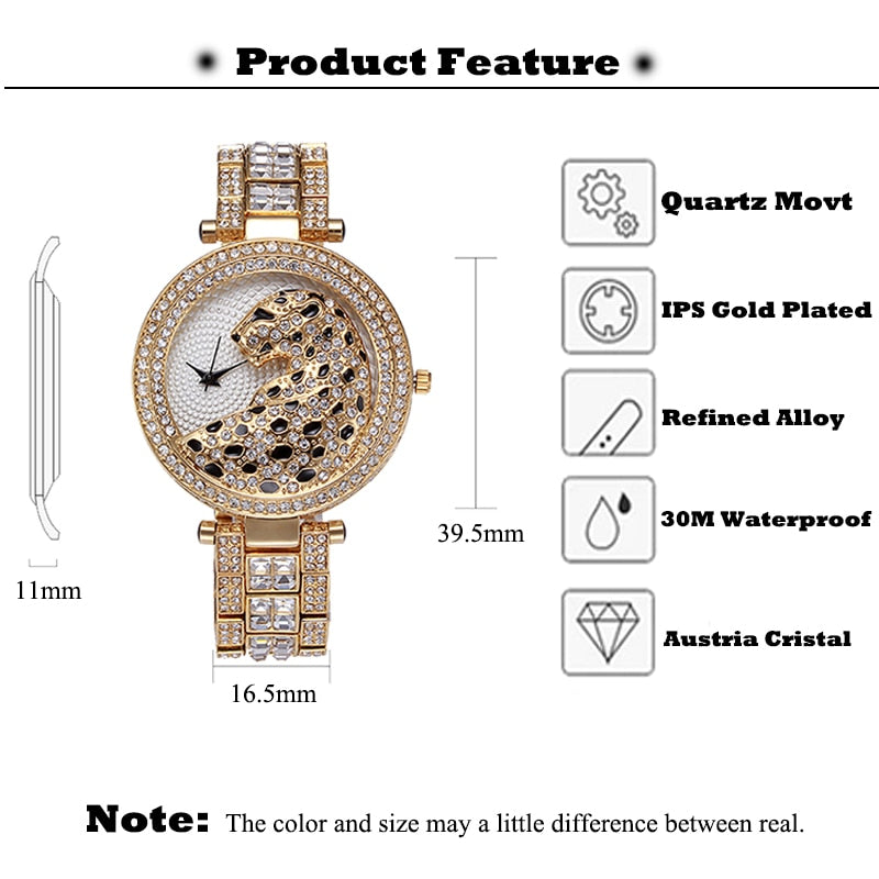 MISSFOX V227  Women Quartz Watch Fashion Bling Casual Ladies Watch Female Quartz Gold Watch Crystal Diamond Leopard For Women Clock - Free Shipping - aurelia-clothing-8955