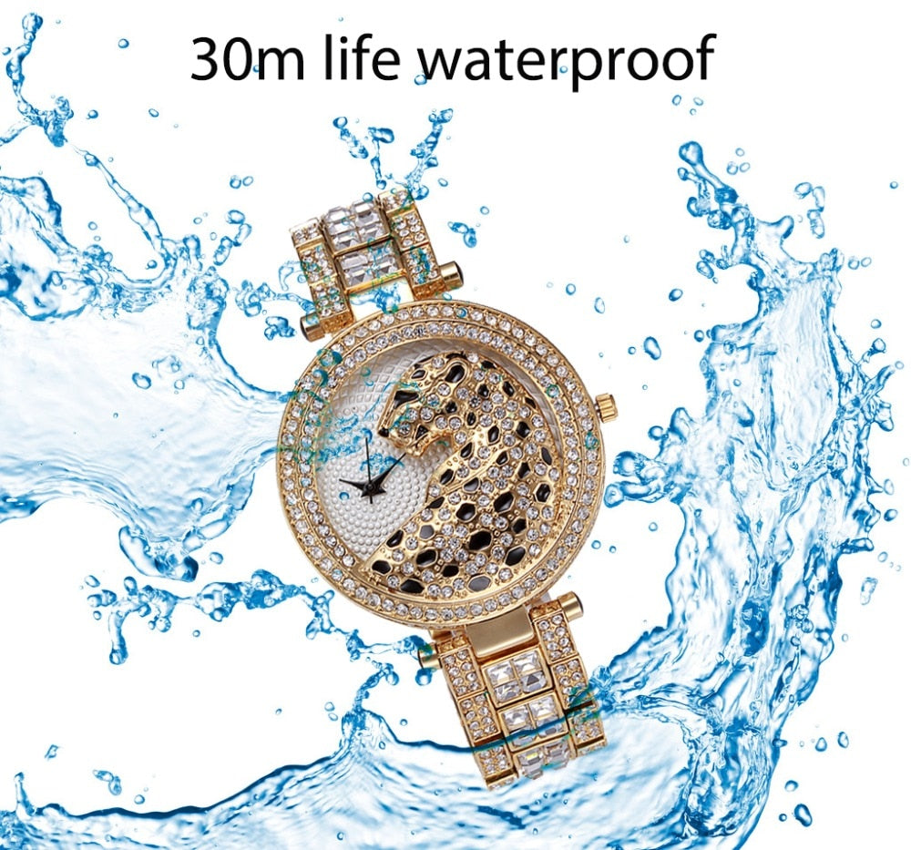 MISSFOX V227  Women Quartz Watch Fashion Bling Casual Ladies Watch Female Quartz Gold Watch Crystal Diamond Leopard For Women Clock - Free Shipping - aurelia-clothing-8955