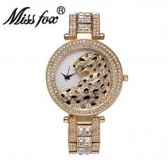 MISSFOX V227  Women Quartz Watch Fashion Bling Casual Ladies Watch Female Quartz Gold Watch Crystal Diamond Leopard For Women Clock - Free Shipping - aurelia-clothing-8955